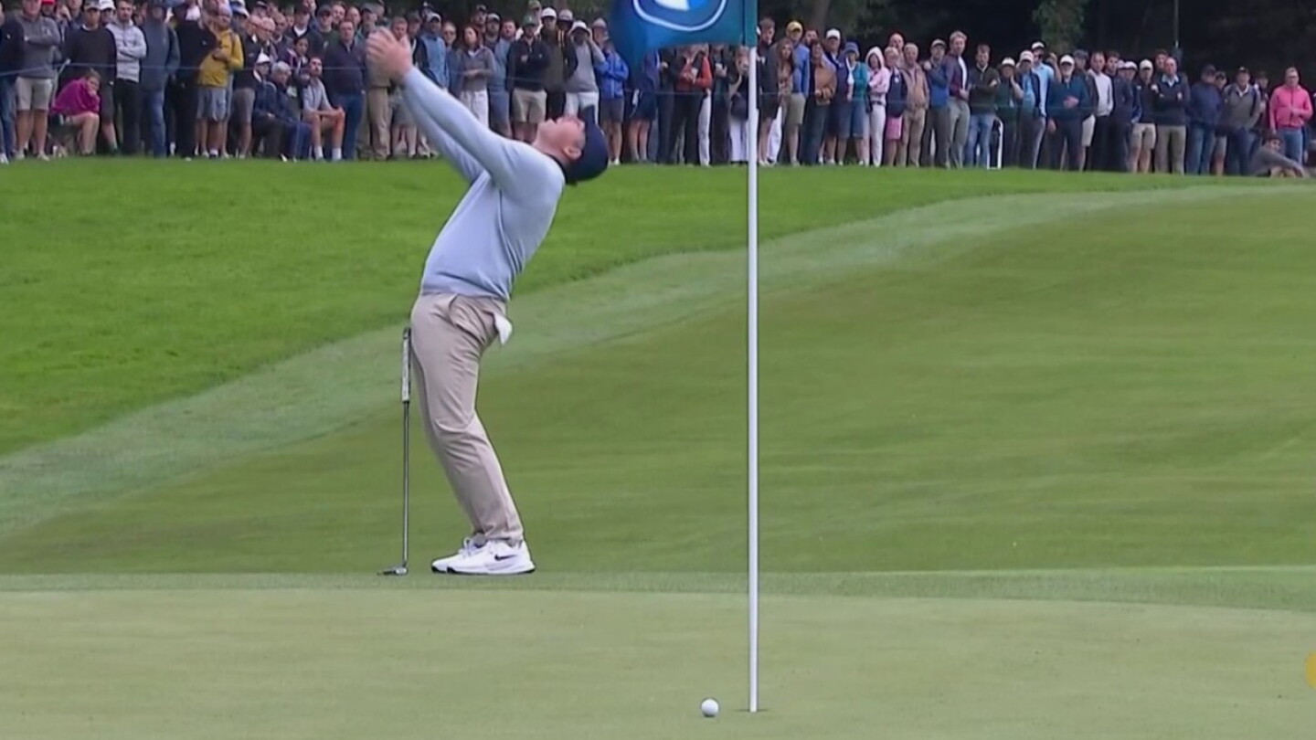2026 BMW PGA Championship: Watch Rory McIlroy throw hands up after missed eagle putt