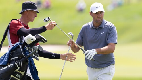 Scottie Scheffler and Ted Scott, 2025 Travelers Championship