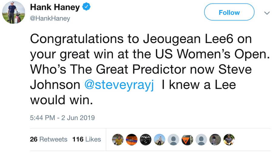 Hank Haney tweet